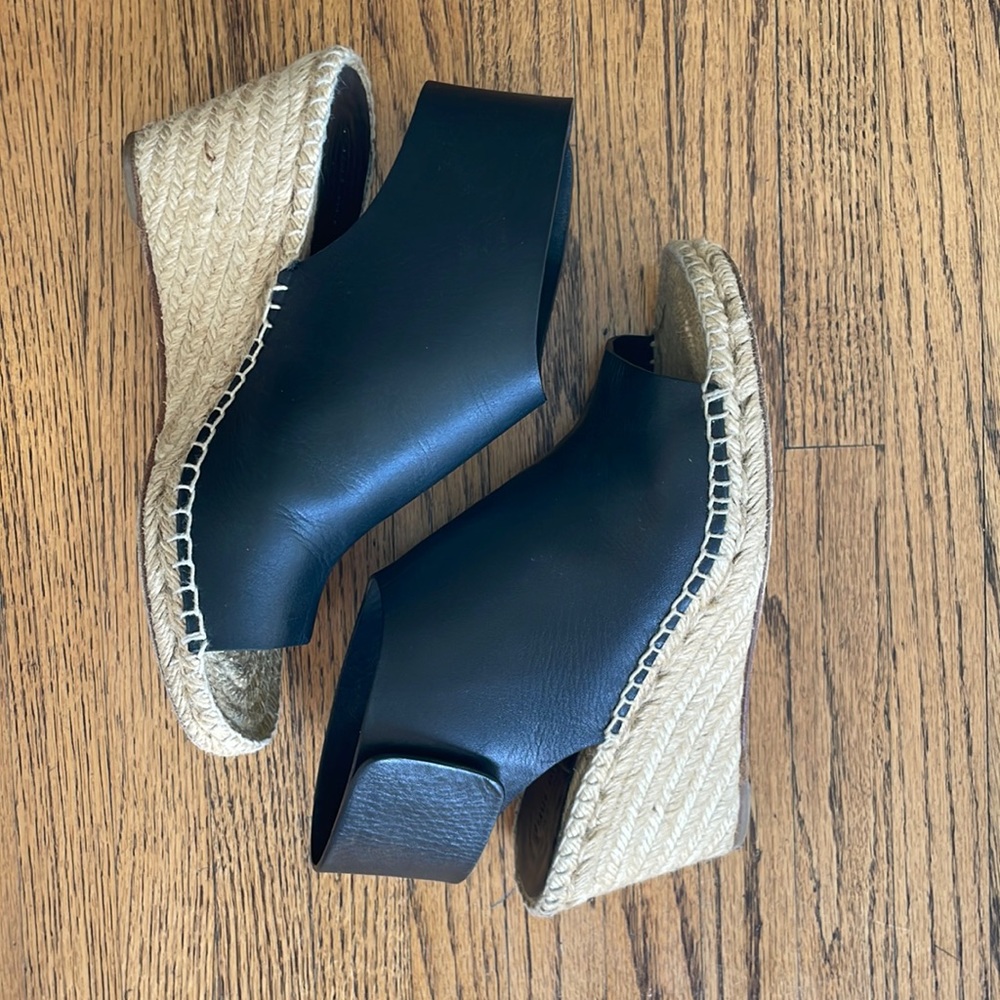 Celine Black Leather Wedge Espadrilles by Phoebe Philo.